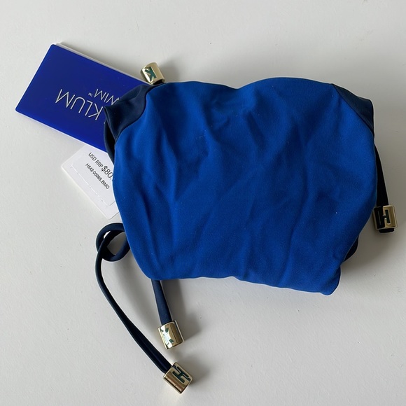 NWT (L) HEIDI KLUM reversible color block V string bikini bottom 10 navy blues - Picture 13 of 13